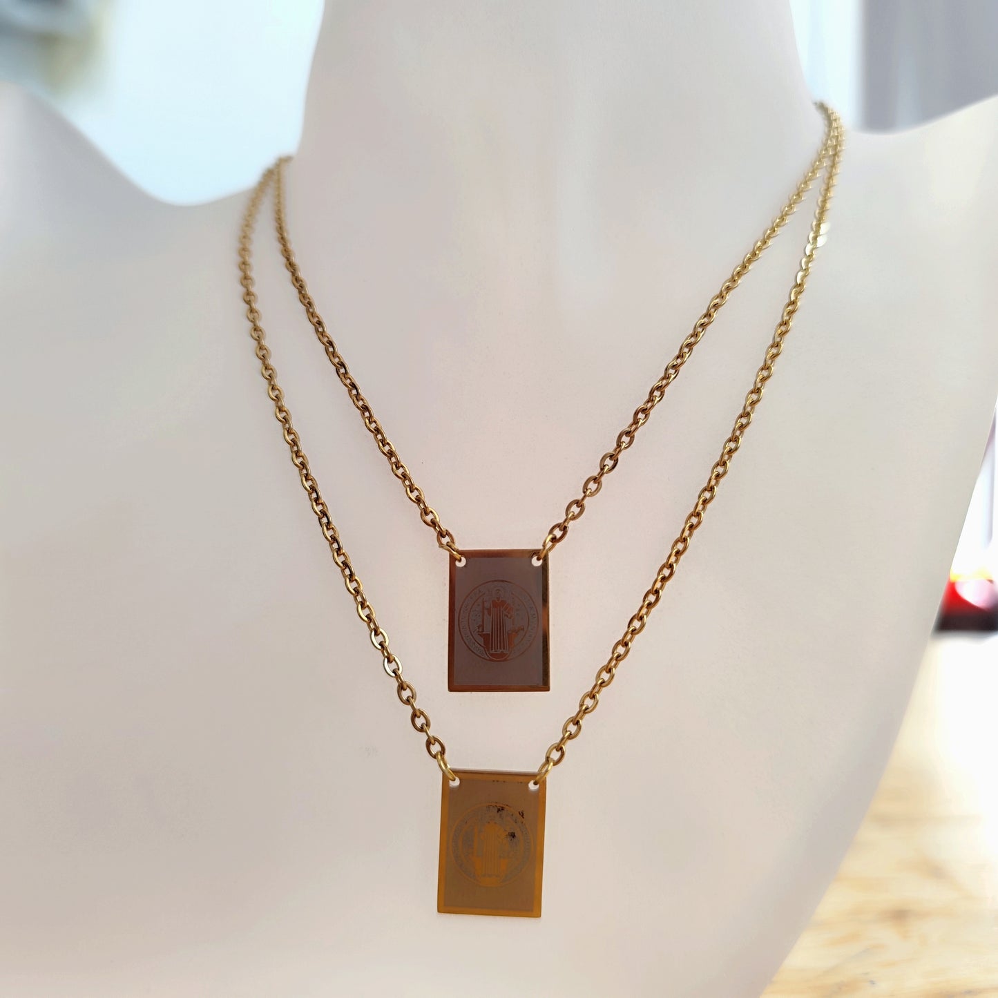 Colar Escapulário Proteção São Bento (aço inoxidável)