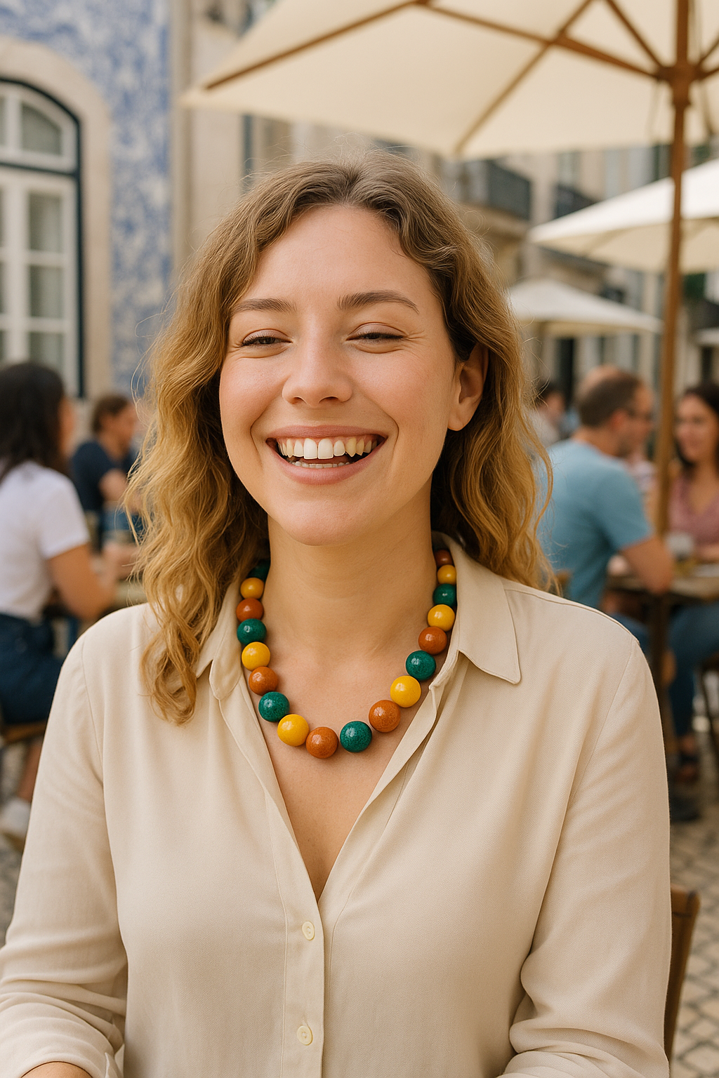 Colar Esferas Vintage – Cores Terra & Sol | Colar Statement Feminino

